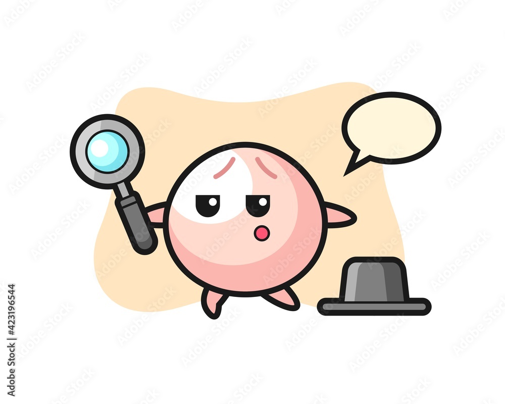 meat bun cartoon character searching with a magnifying glass meat bun cartoon character searching with a magnifying glass