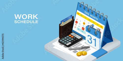 calendar sets the date of work appointments.Setting the date for submission of work.
