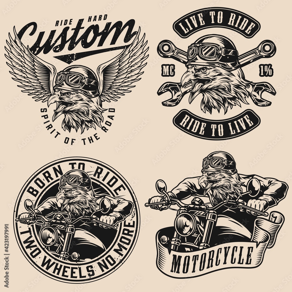 Fototapeta premium Custom motorcycle monochrome designs