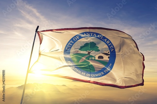 Santa Clarita of California of United States flag waving on the top photo