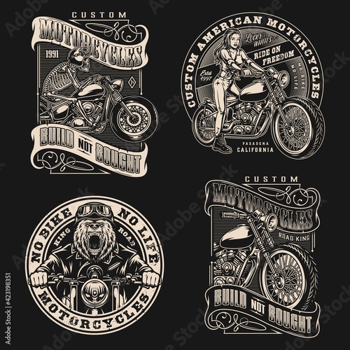 Custom motorcycle vintage labels