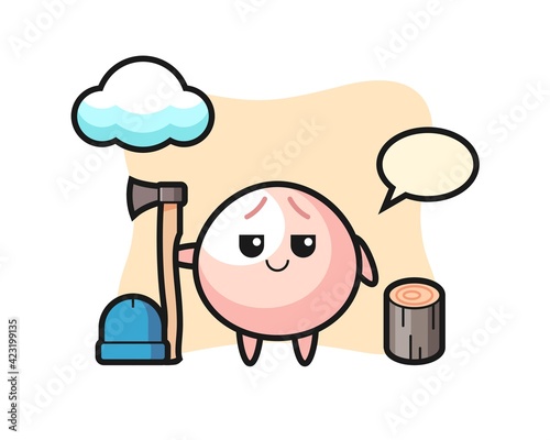 Character cartoon of meat bun as a woodcutter