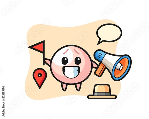 Character cartoon of meat bun as a tour guide