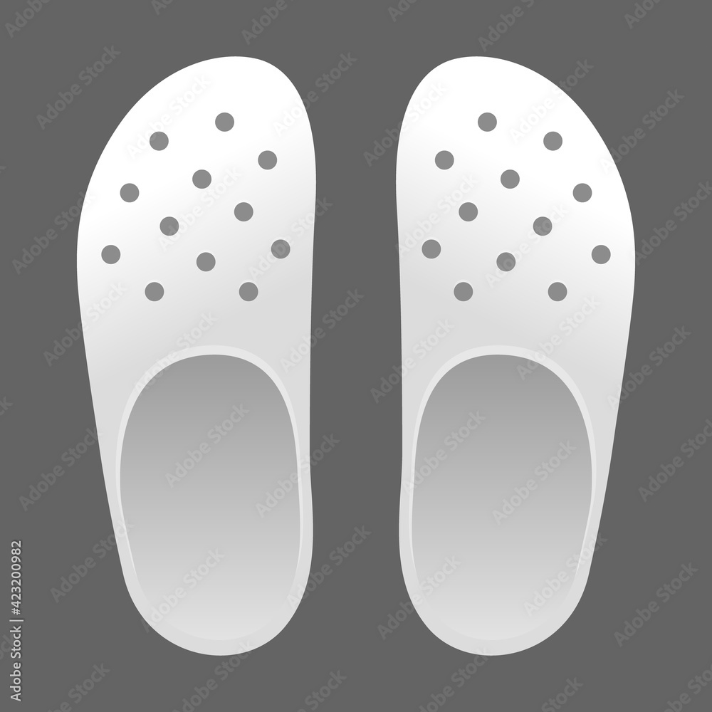 Top View White Clog Shoes Template Vector On Gray Background. Top View White Clog Shoes Template Vector On Gray Background.