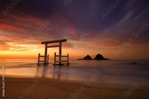 A shrine in the sea at Itoshima Beach photo