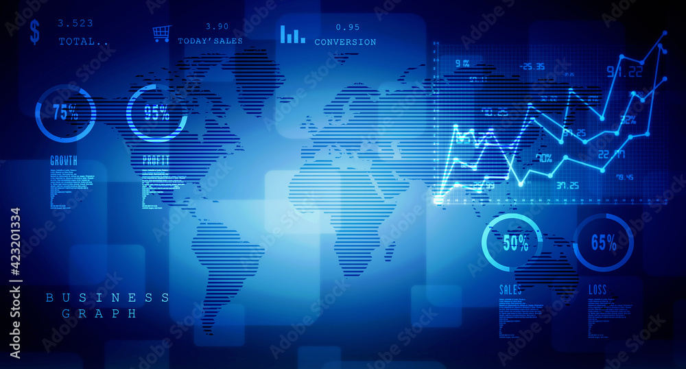 2d rendering Stock market online business concept. business Graph 