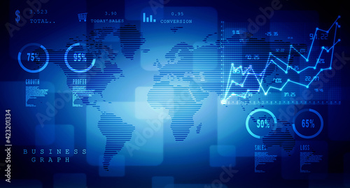 2d rendering Stock market online business concept. business Graph 