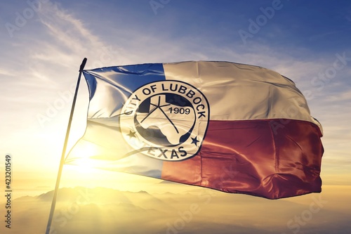 Lubbock of Texas of United States flag waving on the top