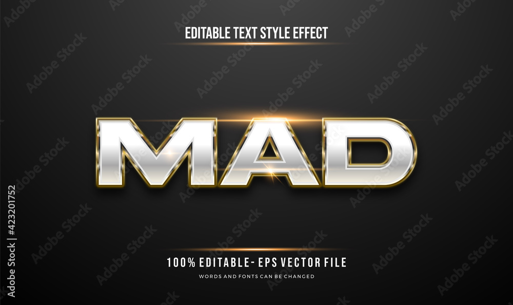 Luxury gold and shiny metallic effect editable text style. Vector editable text effect	