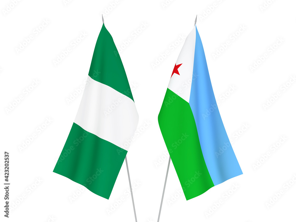 Nigeria and Republic of Djibouti flags Nigeria and Republic of Djibouti flags