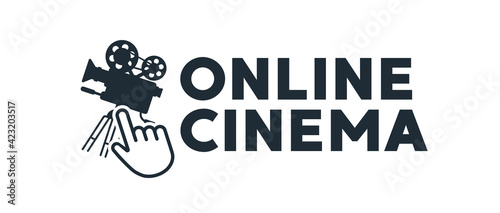 Online cinema logo vector illustration