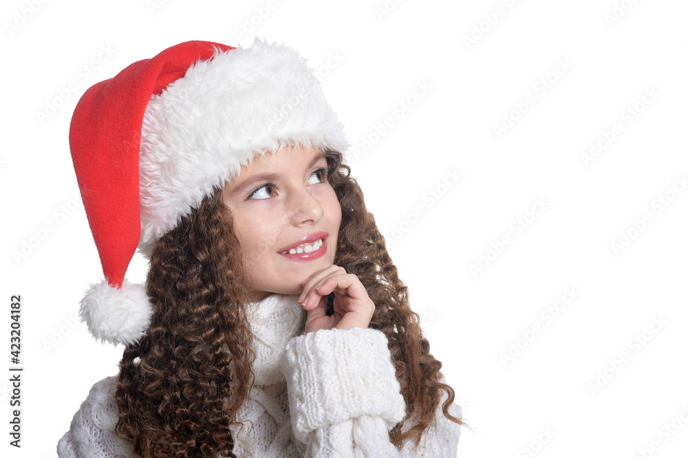 Portrait of smiling little girl in Santa hat Portrait of smiling little girl in Santa hat