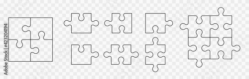 Various sizes puzzle set. Puzzle pieces vector set. Separate the ability to change photo
