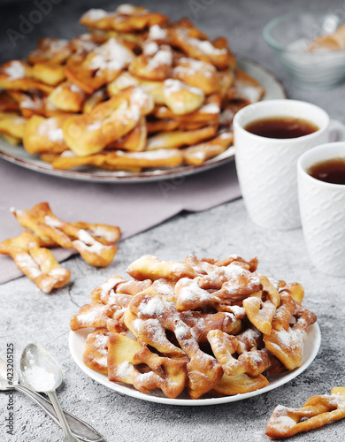 Angel wings, traditional sweet crisp pastry 