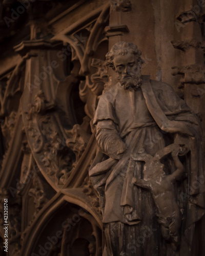 Wallpaper Mural STRASBOURG, FRANCE - 19 April , 2019: Part of interior of famous Strasbourg cathedral, catholic gothic church, historical heritage. Timelees spirit, beautiful sculpture. Torontodigital.ca
