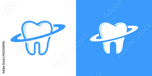 white tooth with protection icon - dental logo template vector