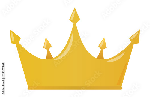 Princess Golden Crown Icon in Flat Style Isolated on white Background Vector Illustration