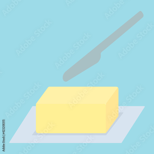 シンプルでかわいいバターのイラスト フラットデザイン