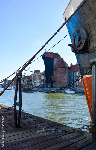 Krantor in Danzig Polen Hafen mit Schiff photo