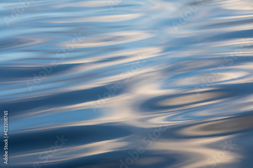 Vivid lights of the lake sunset with long exposure effect