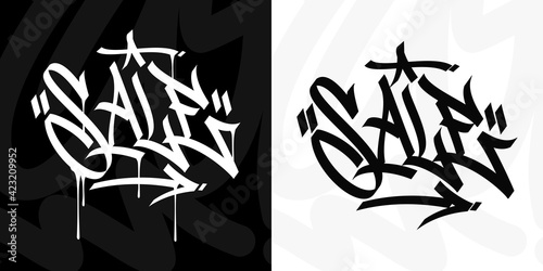 Word Sale Abstract Urban Hip Hop Hand Written Graffiti Style Vector Illustration Art
