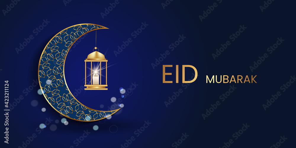 Eid al-Adha, or the end of the fast. Celebrate Ramadan on a midnight blue background, vector illustration Eid al-Adha, or the end of the fast. Celebrate Ramadan on a midnight blue background, vector illustration