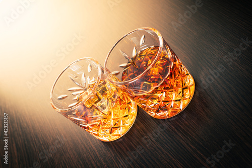 alcoholic drink, whiskey in glasses