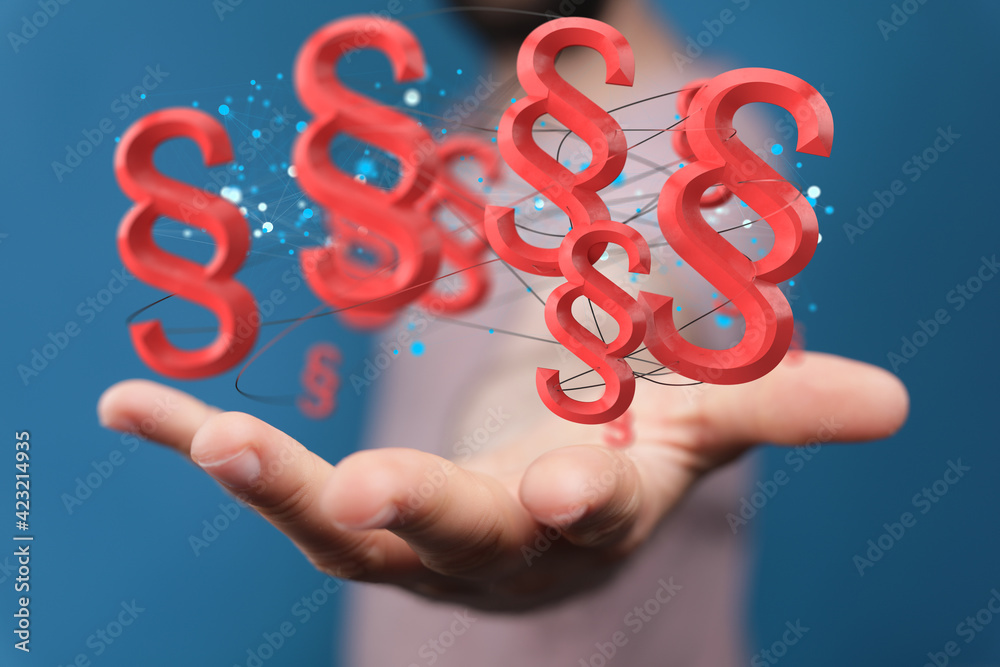Law paragraph digital hologram background 3D rendering Law paragraph digital hologram background 3D rendering