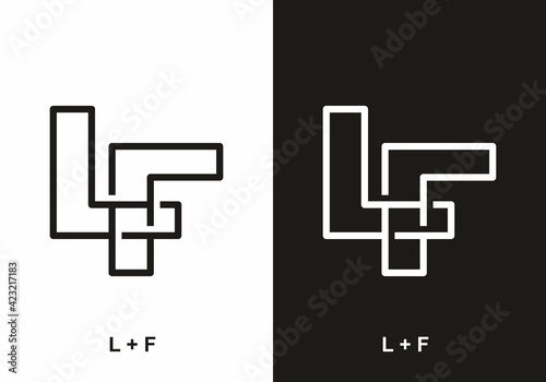 Line art LF intial letter black and white