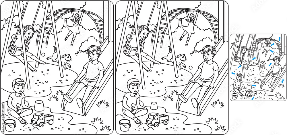 Children's playground_find differences_vector