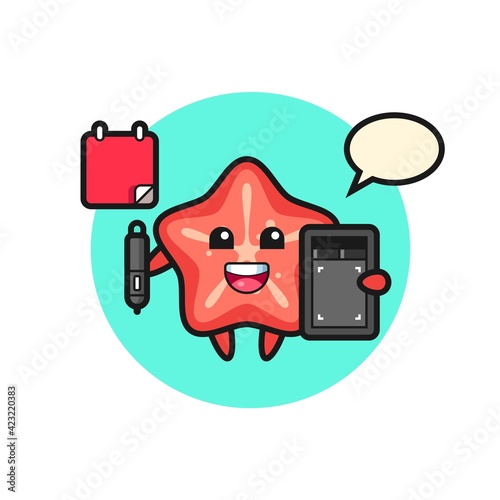 Illustration of starfish mascot as a graphic designer