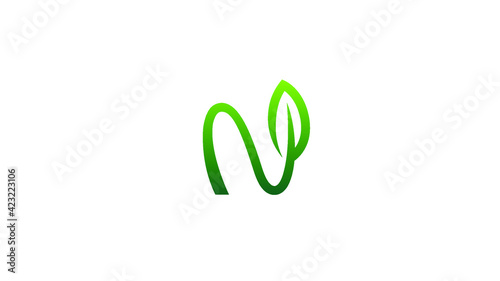 Creative  N Letter Leaf Green Logo Vector
