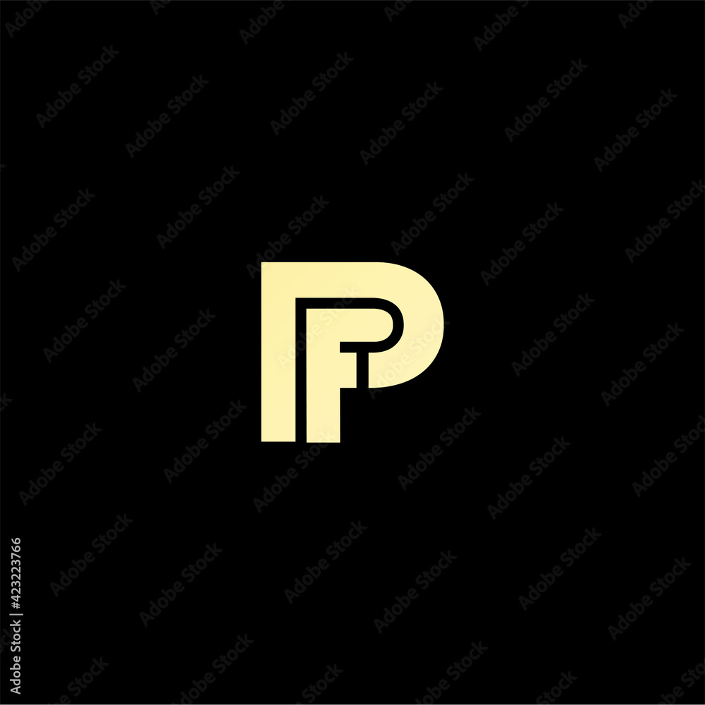 Creative abstract logo sign two letters P and F typography for company. Creative abstract logo sign two letters P and F typography for company.