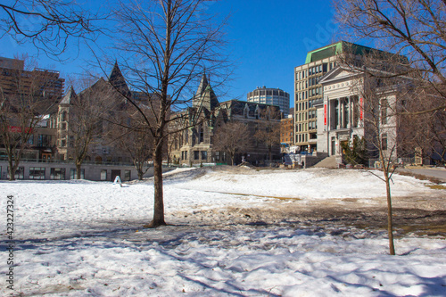 University campus in winter