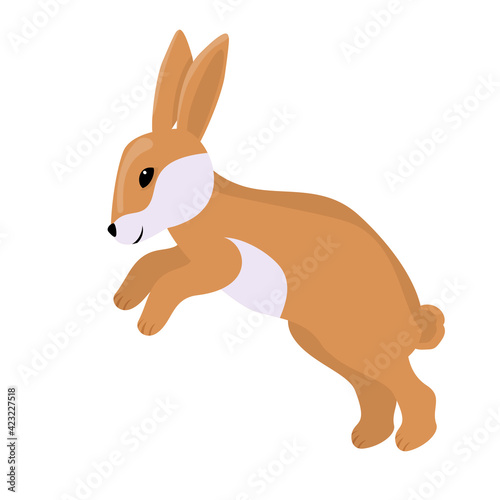 Rabbit. Vector illustration in modern flat style. Rabbit icon isolated on white background. For your design.