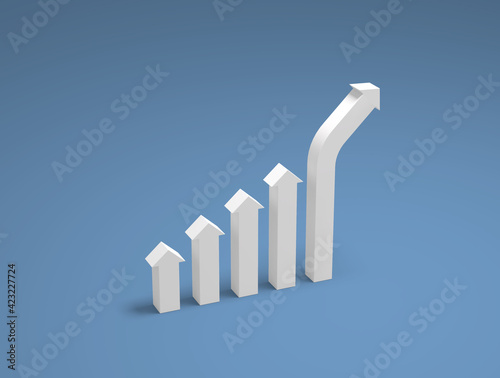 abstract business symbol as diagram with arrows - 3D Illustration