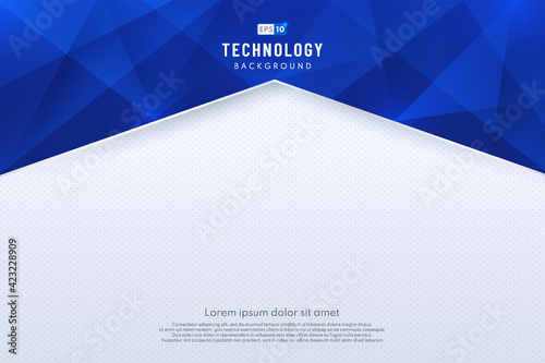 Abstract technology geometric blue color, Silver background with copy space. Modern futuristic. You can use for brochure, print, ad, magazine, poster, website, magazine, leaflet. Vector illustration
