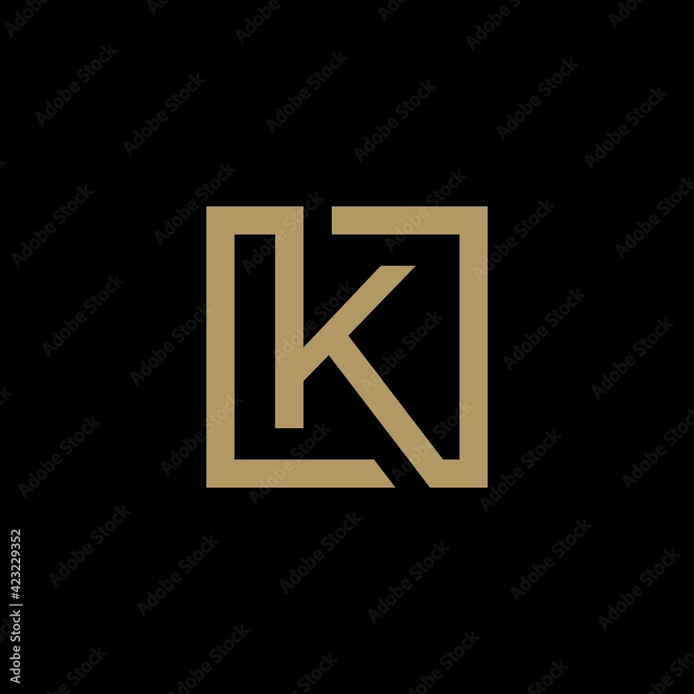 Abstract Letter K and square shape Abstract Letter K and square shape
