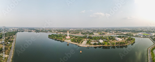 Panorama, A place to exercise in the middle at Koh Klang nam public park in Sisaket Thailand. Landmark of Sisaket