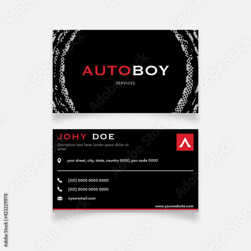 Modern circle trail, metal texture vector design business card template