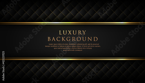Luxury black stripe with gold border on the dark background. VIP invitation banner. Premium and elegant. Vector illustration.