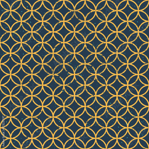 Vintage Yellow Seamless Pattern Textured on Dark Background