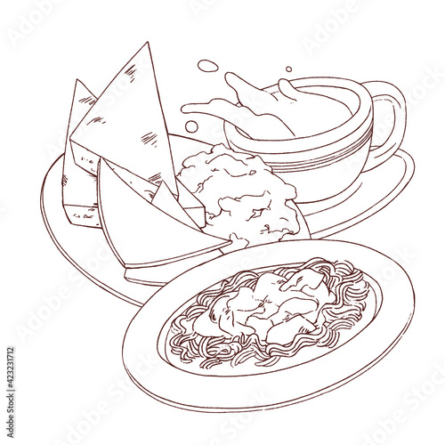Constant set found in Hong Kong restaurant, line art