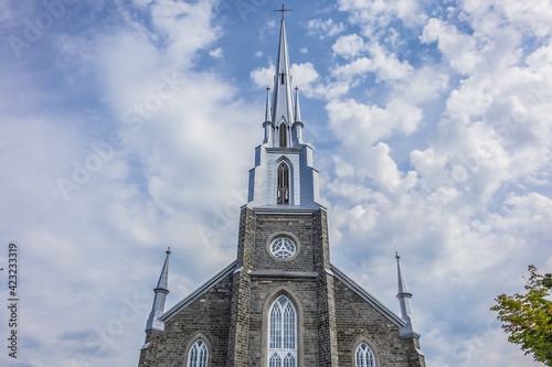View of Church of St. Patrick (Paroisse-de-Saint-Patrice, 1855) in Village Riviere-du-Loup (200 kilometers east of Quebec City). Quebec province, Canada.