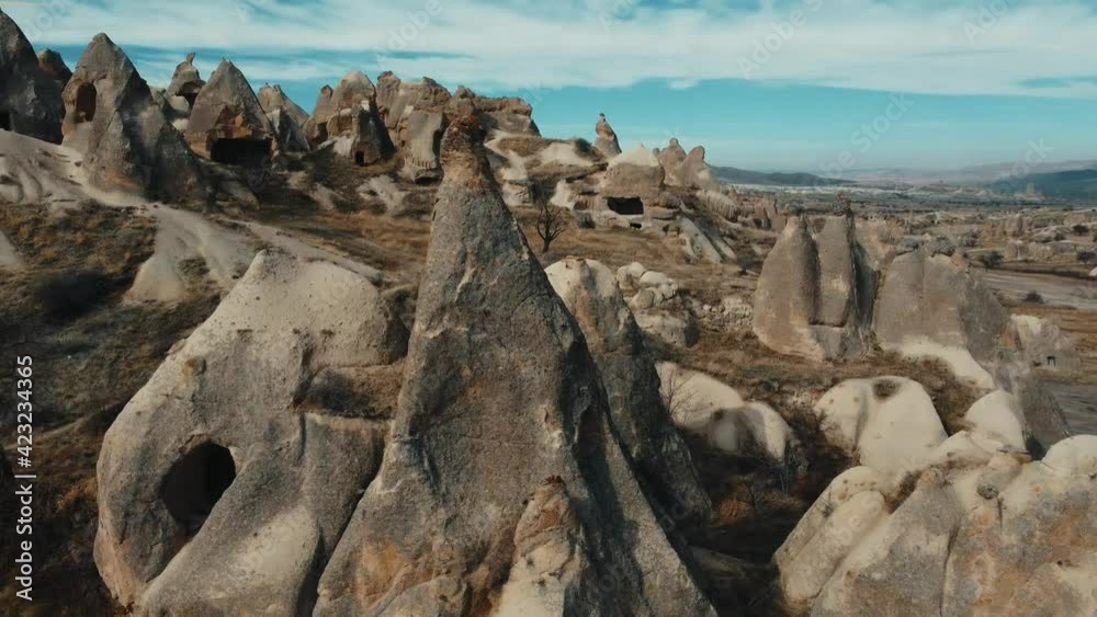 Cappadocia Turkey 4K Aerial Landscape View with Beautiful Fairy chimneys geology. Cappadocia Aerial Cinematic View Landscape Video in UHD 4K. Cappadocia Turkey 4K Aerial Landscape View with Beautiful Fairy chimneys geology. Cappadocia Aerial Cinematic View Landscape Video in UHD 4K.