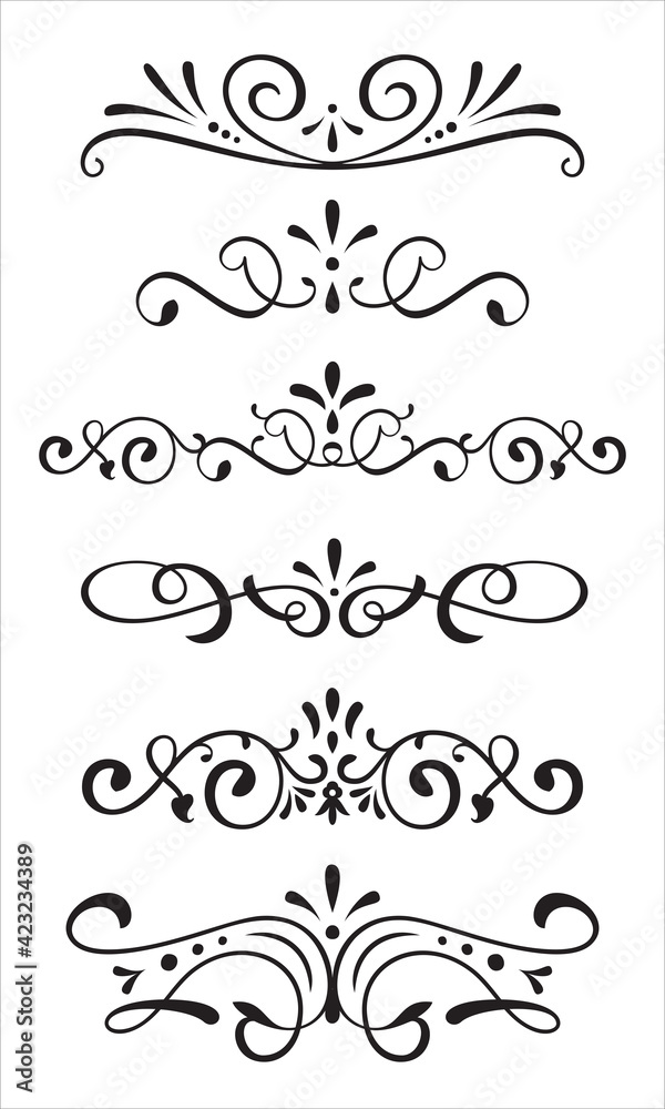 Border collection on white background. Vector illustration.