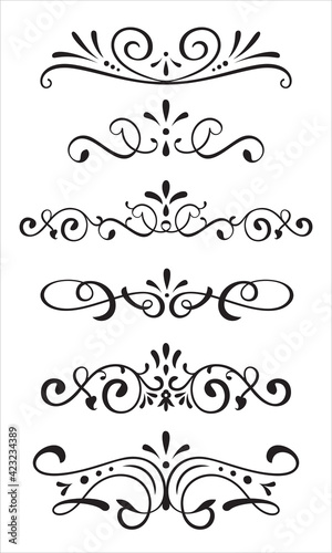 Border collection on white background. Vector illustration.