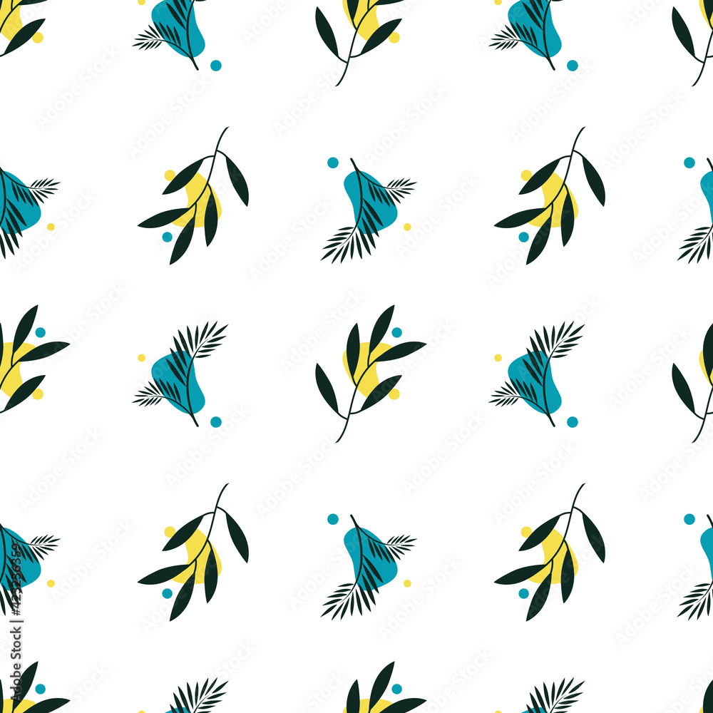 Botanical seamless, with abstract shape for print and textile, pattern template