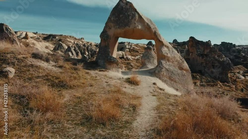 Cappadocia Turkey 4K Aerial Landscape View with Beautiful Fairy chimneys geology. Cappadocia Aerial  Cinematic View Landscape Video in UHD 4K.