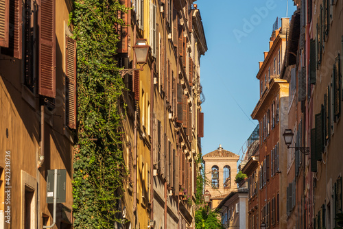 Rome. A street of houses in the historic centre.